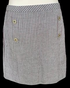 $248 NWT LAFAYETTE 148 New York Sz 14 100% Striped Linen Skirt Pockets Academia - Picture 1 of 5