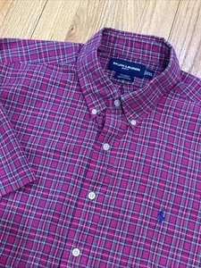 Ralph Lauren Golf Shirt Mens XXL 2XL Red Plaid Tilden Blue Pony Button Up - Picture 1 of 10