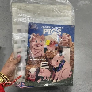 Plastic Canvas Pigs Darla Fanton American School Vintage Kit - Picture 1 of 4