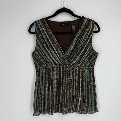 Vintage 90s y2k tank top forest fairy lettuce hem grunge v-neck sheer chiffon - Image 1 of 4