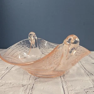 Vintage Vintage Glasschale Fenton rosa Schwan Doppelgriff 1930er Depression Ära - Bild 1 von 7