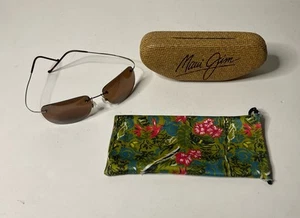 LEGGI Occhiali da sole sportivi Maui Jim senza montatura senza cerniera sottili titanio MJ-502-23 con custodia - Foto 1 di 22
