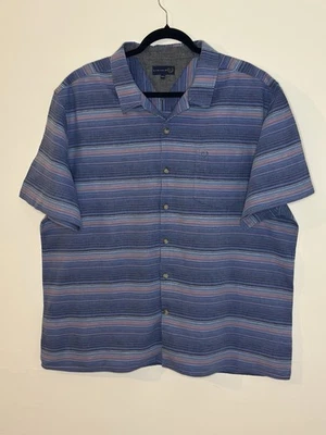 Lincoln Linen Cotton Short Sleeve Shirt – Striped Blue – XXL - Image 1 of 4