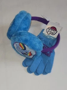 My Little Pony Kids Winter Warm Earmuffs And Gloves Set Purple & Blue - Picture 1 of 6