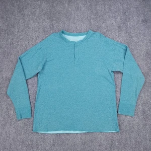 LL Bean Shirt Mens XL Teal Blue Henley River Drivers Wool Cotton Button Pullover - Picture 1 of 8