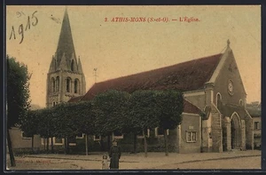 AK Athis-Mons, Die Kirche und der Baumplatz  - Bild 1 von 2