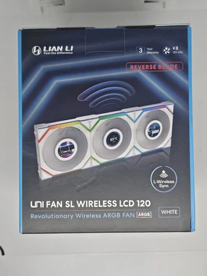 Ventilador Lian Li UNI SL LCD inalámbrico hoja inversa 120 mm ARGB paquete triple blanco Foto 1 de 3