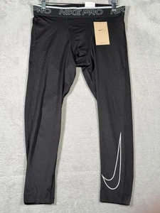 Nike Pro Dri-FIT Pants Mens L Black Compression 3/4 Tights Training DD1919-010 - Picture 1 of 9