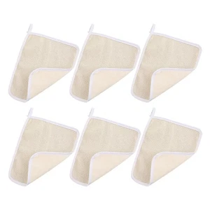 6 Pcs Beige Nylon Exfoliating Bath Towel Square Cloth for Skin Scrubbing - Picture 1 of 12