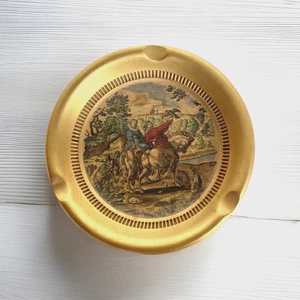 Cenicero o baratija de cerámica italiana florentina dorada vintage decoración Giotto 7" - Imagen 1 de 9