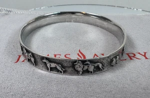 Rare & Retired - James Avery Sterling Silver Show Dogs Bangle Bracelet - Picture 1 of 9