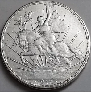 Moneda de Plata .903 México 1910 1 Peso Caballito 100 Aniversario Grito Independencia - Imagen 1 de 4