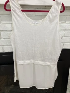 Escada Sport XL White Tunic Top Blouse Linen Knit Top And Silk Bottom EUC - Picture 1 of 15