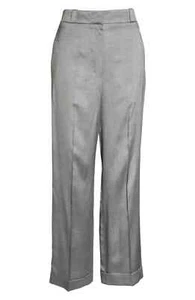 THEORY Women's Fluid Melange Straight Leg Cuffed Pants Silver Shadow Size 12 NWT - Picture 1 of 4