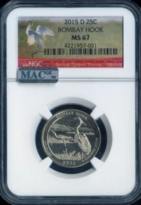 2015-D Bombay Hook Quarter NGC MS67 Qualità - Foto 1 di 2