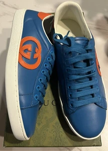 New Auth Gucci X Disney Ace Men Sneakers Interlocking G Blue & Orange 7 40 $795 - Picture 1 of 12