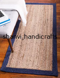 Yute Alfombra Hecho a Mano Rectángulo Trenzado Tejido 0.6x1.2m Hogar de Pasillo - Imagen 1 de 9
