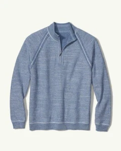 Tommy Bahama Sandy Bay Wendepullover Herren M Baumwolle Leinen hellblau neu ohne Etikett - Bild 1 von 10