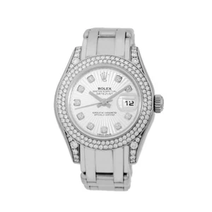 ROLEX 18K White Gold Masterpiece Pearlmaster Factory Diamond 80359 Box MINTY - Picture 1 of 5