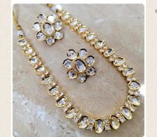 Premium  High quality silver foil  Kundan and CZ stone string necklace set