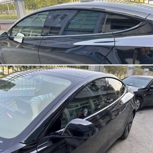 Chrome Delete Blackout Overlay For Tesla Model 3 2017-2022 Window Trim - Picture 1 of 13