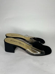 Ramon Tenza Damenschuhe hochhackige Sandalen Pantoletten Größe 6,5 M Blume Kunststoffriemen - Bild 1 von 19