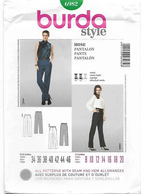 B125 BURDA 6982: PANTS SIZE 8-20 SEWING PATTERN - Image 1 of 2