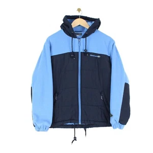 Vintage Reebok Fleece Jacket Blue Hooded Drawcord Hem Insulated Womens Size 12 - Picture 1 of 8