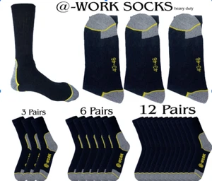 1,3,6 & 12 Men Work Socks Workwear Reinforced Cushion Sole Boot Socks Size 6-11 - Picture 1 of 16