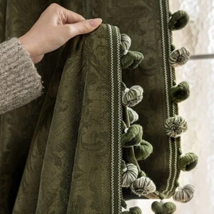Custom French Green Living Room Chenille thick cloth curtain tulle drape C2161 - Picture 1 of 11