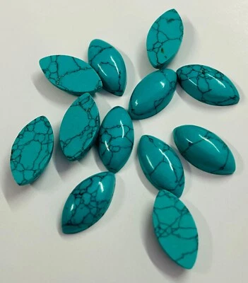 Piedras preciosas sintéticas traseras planas cabujón con forma de marquesa turquesa howlita azul Foto 1 de 4