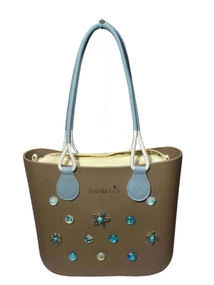 Beach Vibes - Long Handle Glass Charms & Snap Button Eva OBag Handbag / Tote - Image 1 of 3