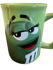 M & M’s Green Lady Embossed Coffee Tea Mug Cup D’ Handle 2014 New Old Stock - Picture 1 of 8