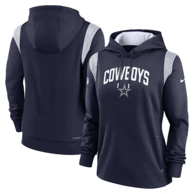 Sudadera con Capucha Nike Azul Marino Dallas Cowboys Sideline Stack Performance para Mujer Foto 1 de 4