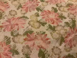 Vintage Royale Janaco's Double Flat Sheet 81 x 88" Blumendruck rosa grün weiß - Bild 1 von 4