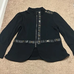 Pyramid Collection Military Jacket 100% Cotton Steam Punk Full Zip Ruffle Size L - Picture 1 of 7