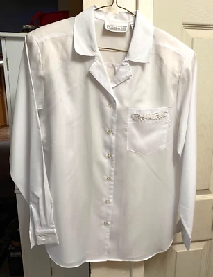 Blusa de Colección Christie & Jill Blanca Bordada Bolsillo Abotonada Manga Larga 10 Foto 1 de 4