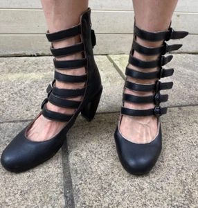 Miss L-Fire Black Leather Da Vinci Ankle Boots UK5/38 - Picture 1 of 15