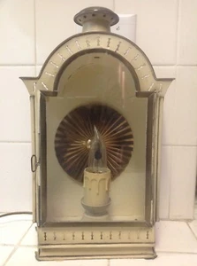 Vintage Electric Pillar Candle Sconce With  A Metal Glass Case Spain  - Picture 1 of 12