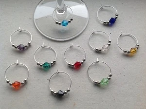 Handmade set of 10 beaded wine glass charms, dinner party, birthday, hen party. - Picture 1 of 1