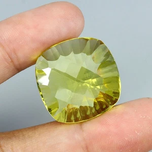 Cojín corte cóncavo natural sin calefacción superior cuarzo limón 21,54 quilates 19 mm piedras preciosas - Imagen 1 de 14