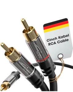KabelDirekt RCA Stereo Cable, Cord (2M Long, 1 RCA Male to 2 RCA Male Audio - Picture 1 of 7