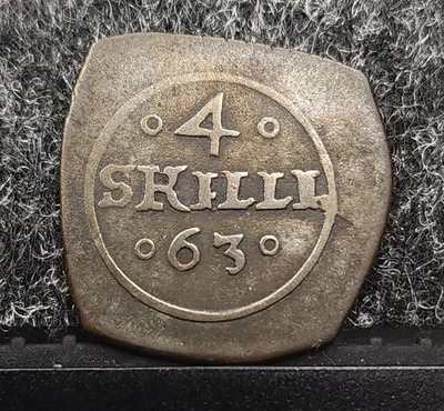 1563 Dinamarca Frederick II Batalha de Bornholm 4 Skilling Klippe - Imagem 1 de 2