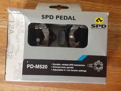 NEW 🚲 Shimano PD-M520 SPD MTB Pedals Clipless 9/16" SM-SH51 Cleats Black - Image 1 of 4