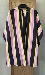 Beach FREE PEOPLE Striped ALL I NEED HOODIE Poncho Cover Up RETAIL $128 - Picture 1 of 8