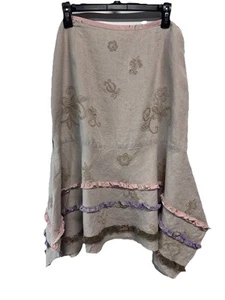 J. Jill Natural Handkerchief Linen Midi Skirt Size 14 - Picture 1 of 10