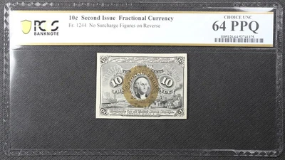 PCGS Choice UNC 64 PPQ Fr. 1244 1860's Second Issue 10¢ w/o Surcharge - Image 1 of 2