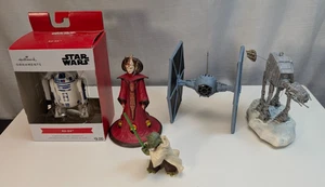 5x Star Wars Hallmark Ornament Lot: R2-D2, Yoda, AT-AT, TIE Fighter (w/ Sounds) - Picture 1 of 13