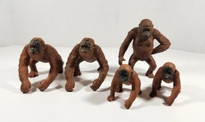 SET BESTEHEND AUS 5 ORANG-UTAN ERWACHSENEN & JUGENDLICHEN AFFEN DSCHUNGEL SAFARI TIER FIGUR VOLLGUMMI - Bild 1 von 15