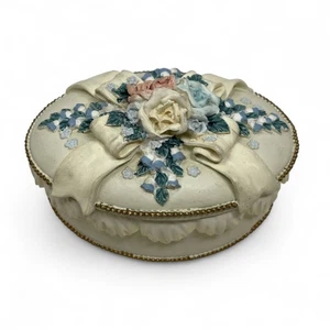 Joyero vintage de baratija de música floral The San Francisco Co Co Cottagecore - Imagen 1 de 8